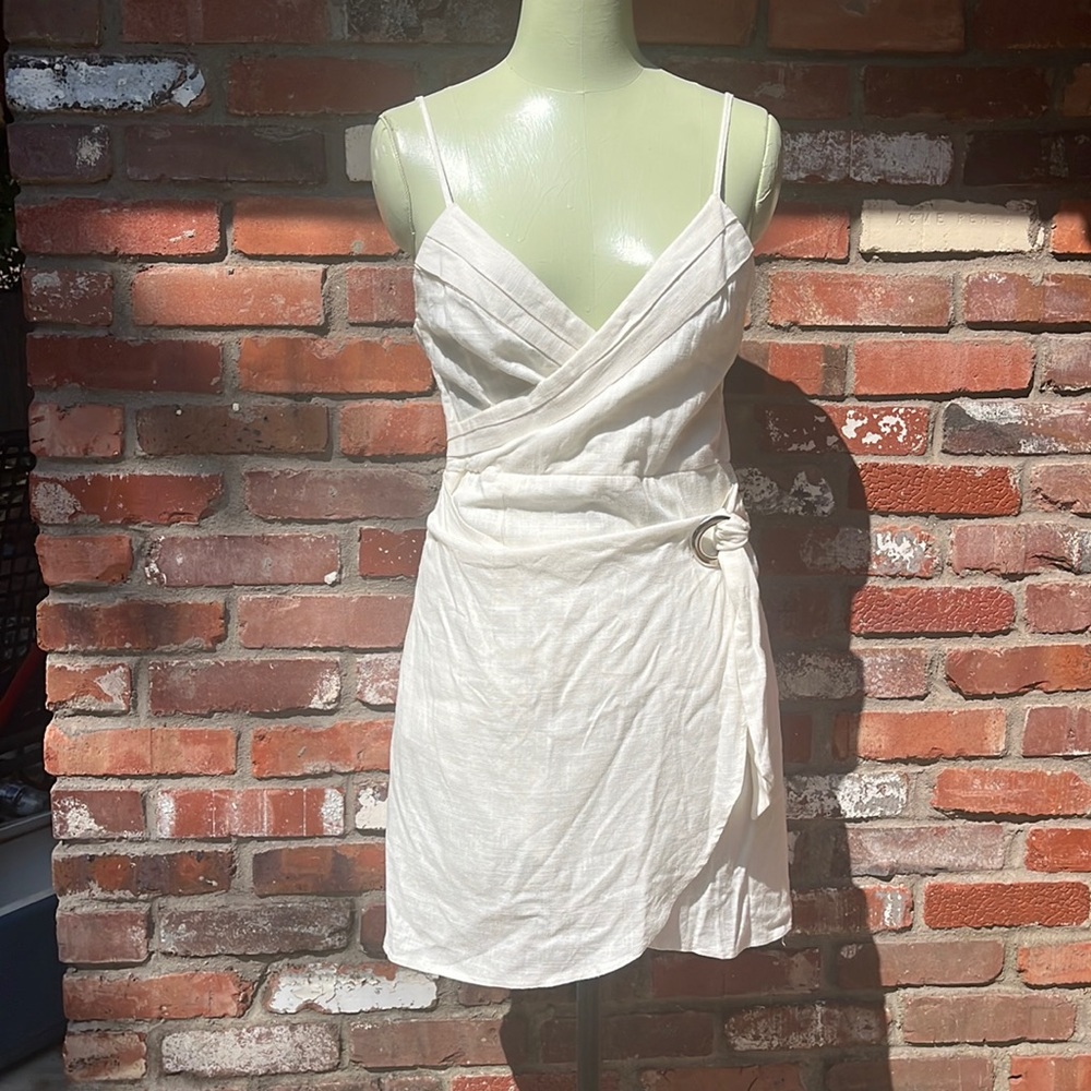 American Threads Linen Wrap Dress, Size L